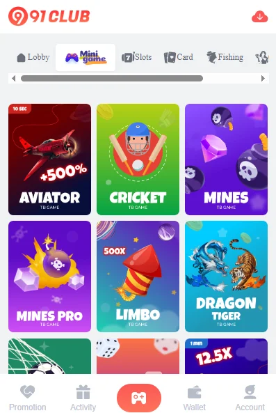 Types Of Games Provided On 91 Club